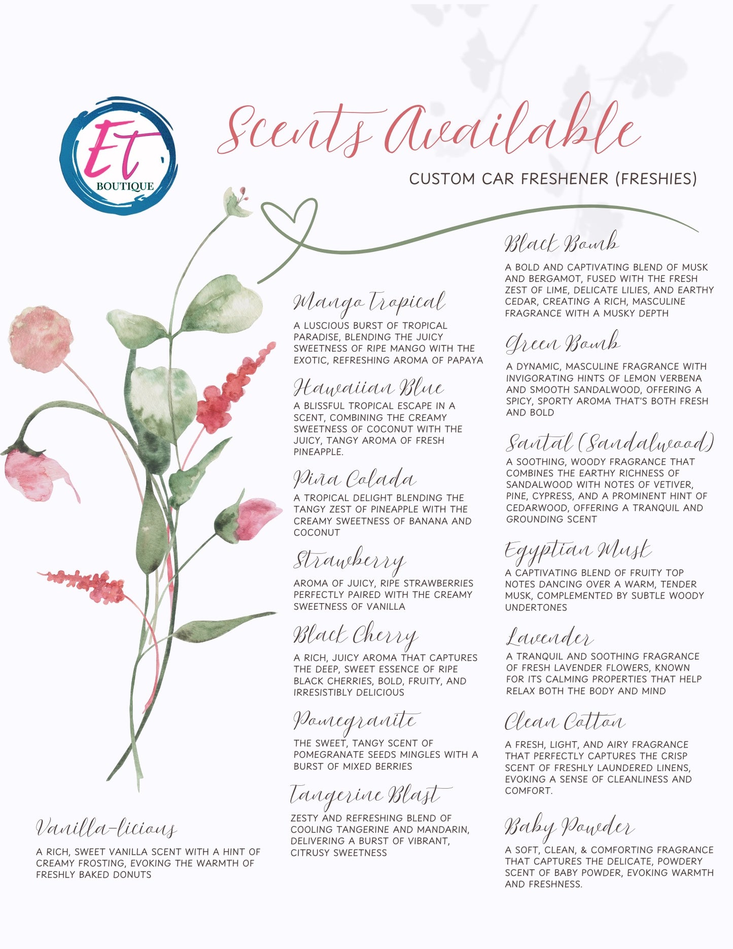 Custom Die-Cut Picture Air Freshener - Freshie - Endlessly Trendy Boutique