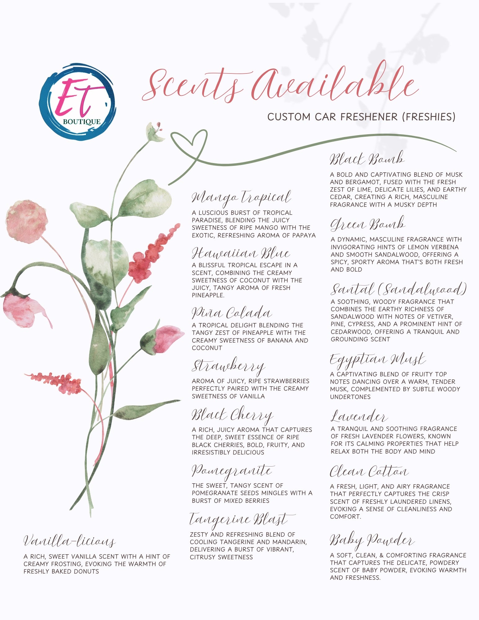 Custom Die-Cut Picture Air Freshener - Freshie - Endlessly Trendy Boutique