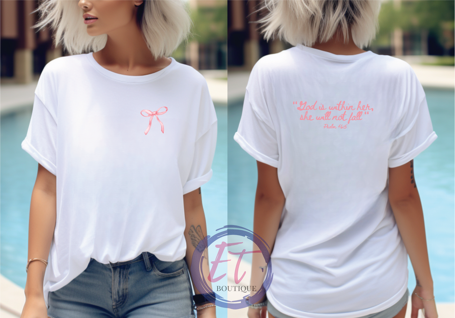 Psalm 46:5 Bow Christian Unisex Short Sleeve Tee or Crewneck Sweatshirt - Endlessly Trendy Boutique