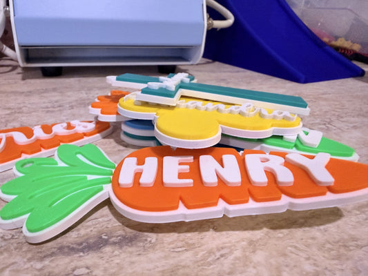 Layered 3D printed Easter name tag detail