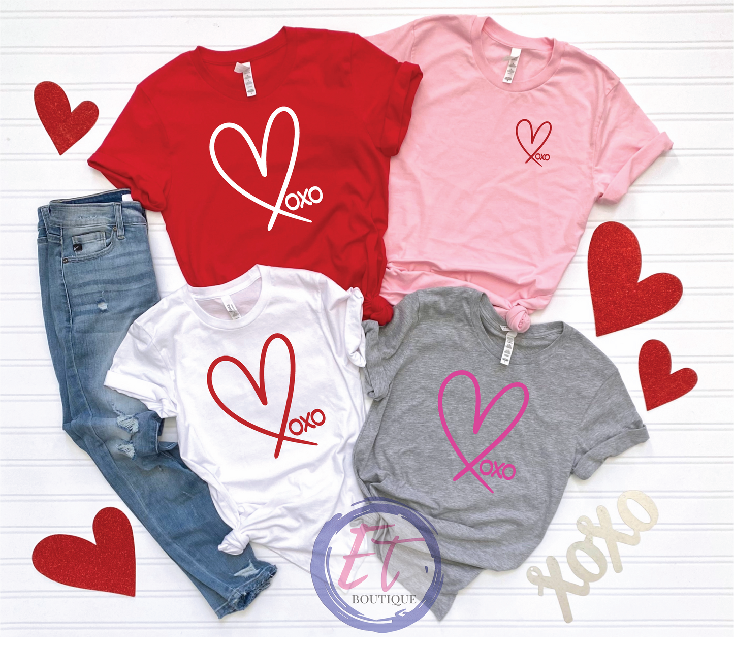Heart XOXO Valentine’s Day Tee or Crewneck Sweatshirt - Endlessly Trendy Boutique