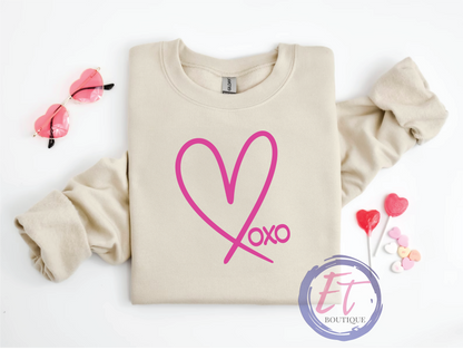 Heart XOXO Valentine’s Day Tee or Crewneck Sweatshirt - Endlessly Trendy Boutique