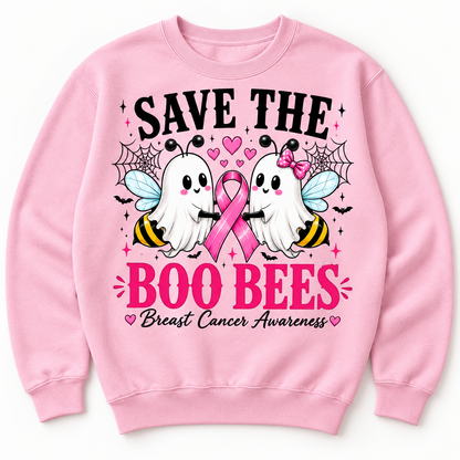 Save the Boo Bees breast cancer awareness pink crewneck sweatshirt mockup
