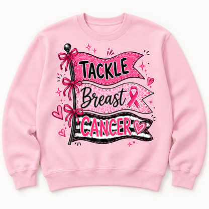 Tackle Breast Cancer breast cancer awareness pink crewneck sweatshirt mockup